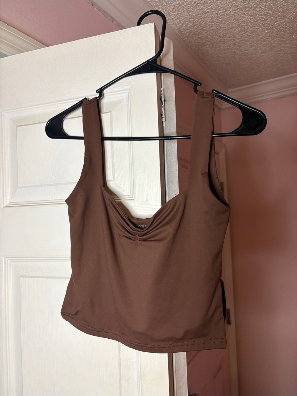 ReoRia Brown Ruched Front Cropped Cami
